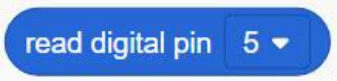 הבלוק הכחול read digital pin עם תפריט 5