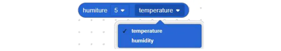 תיבת הבחירה פתוחה ומציגה את שתי האפשרויות temperature ו-humidity