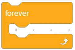 בלוק צהוב בצורת סוגריים שכתוב עליו forever, עם חץ מסתובב בתחתית