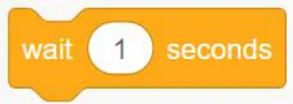 בלוק צהוב שכתוב עליו wait, עם תיבת מספר 1, ואז seconds