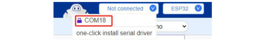 כפתור החיבור עם האפשרות one-click install serial driver