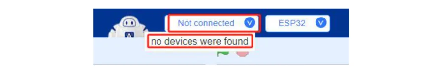 הרשימה מציגה no devices were found כשאין לוח מחובר